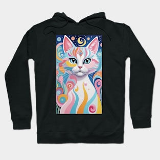 Whimsical Whiskers: Colorful Abstract Cat Hoodie